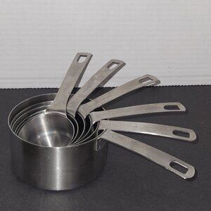 6 Chicago Metallic Stainless Steel Nesting Measuring Cups 1 1/2 to 1/4 Cups